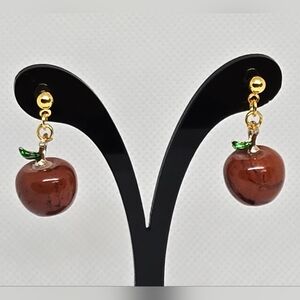 Apple earrings - natural stone